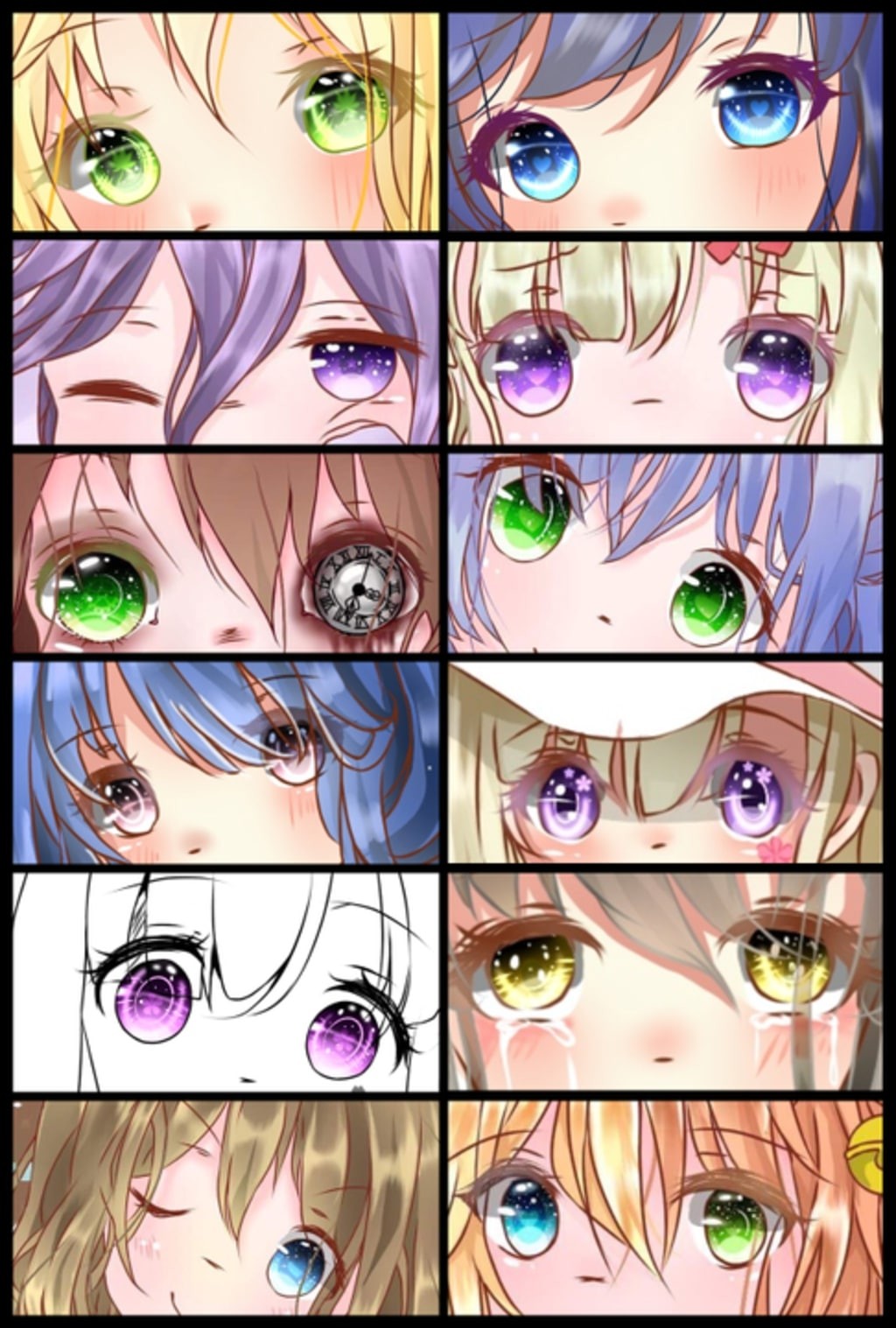 Ảnh mắt anime sáng rực và nhìn thấu