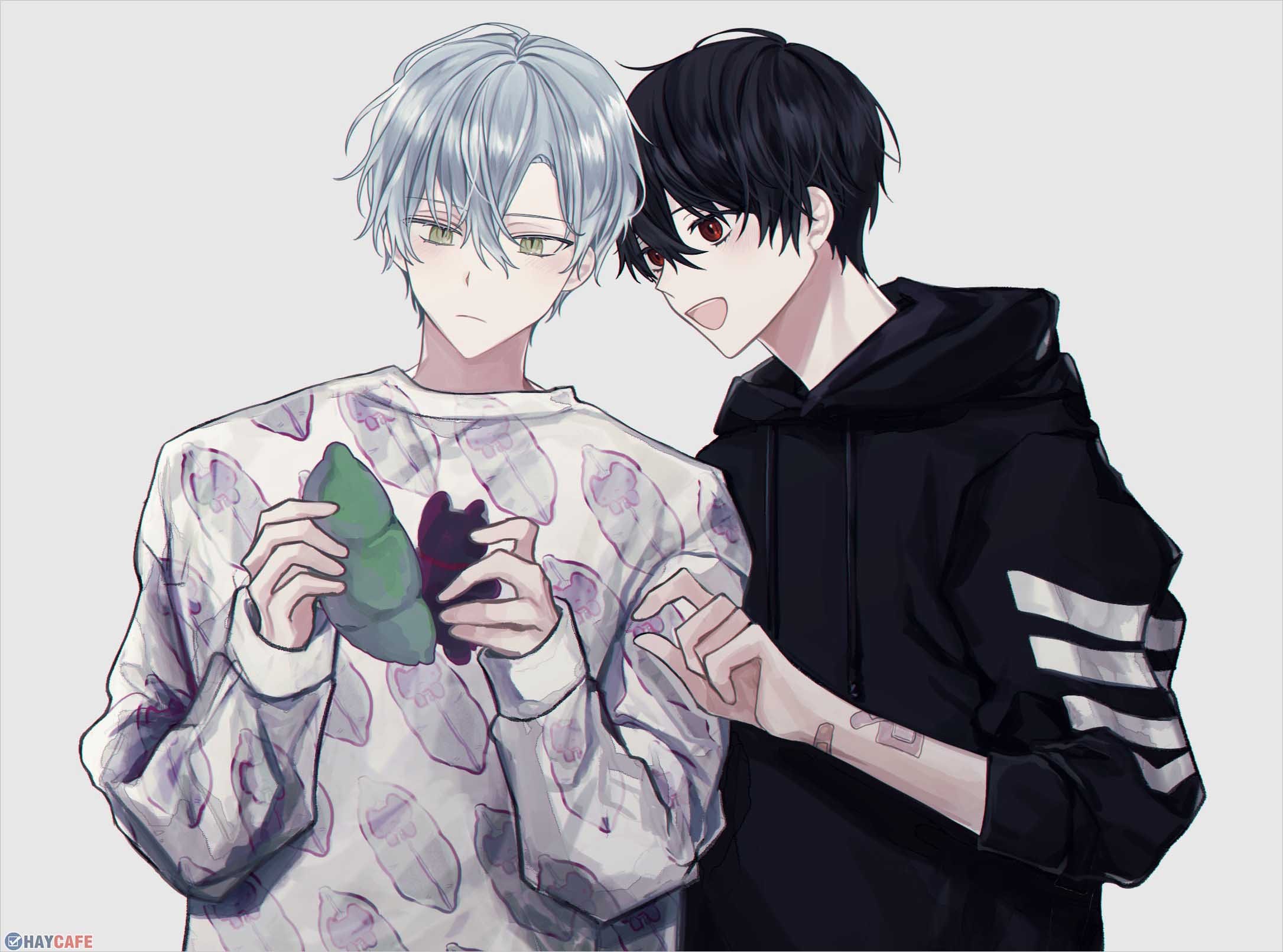 Ánh mắt lấp lánh của hai nhân vật anime
