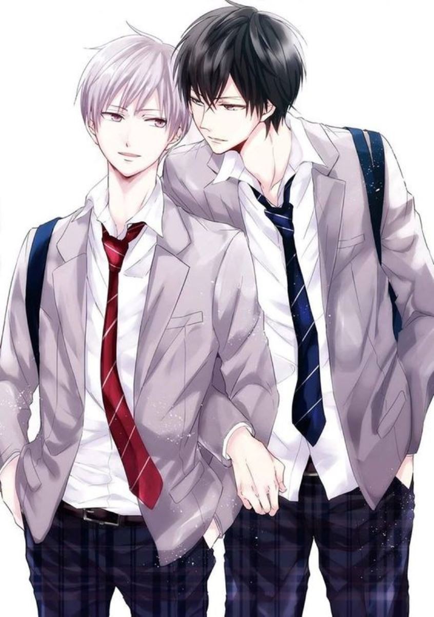 Ánh mắt trìu mến của hai nhân vật anime