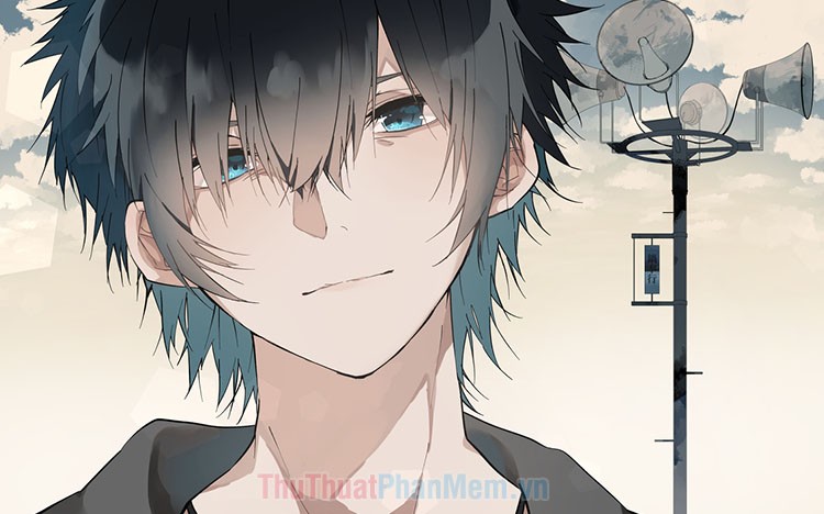 Ảnh miệng anime với miệng hơi mím lại, tạo nên biểu cảm nghiêm túc và suy tư