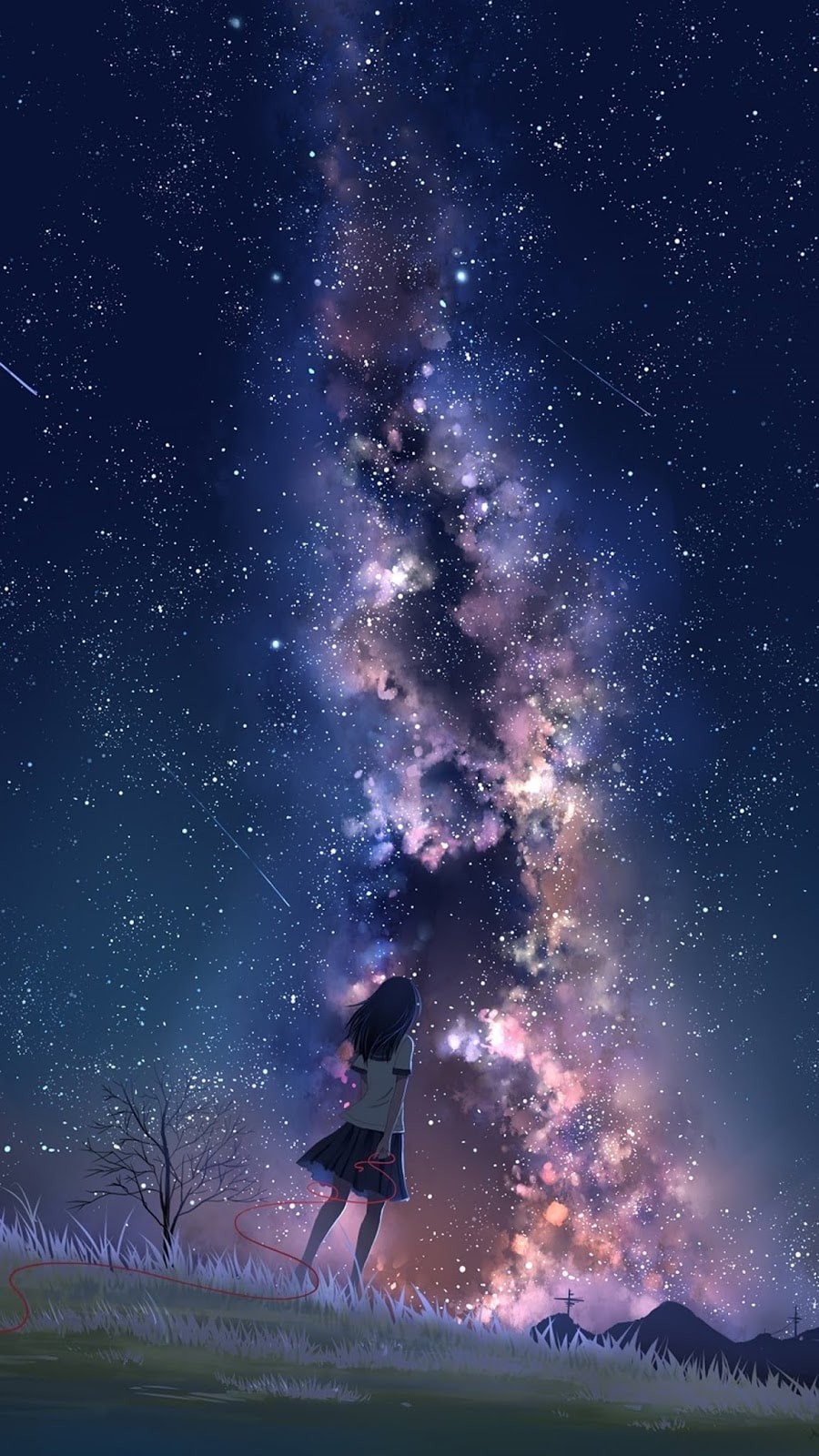 Ánh sáng từ dải ngân hà trong hình ảnh anime tạo nên cảm giác huyền bí