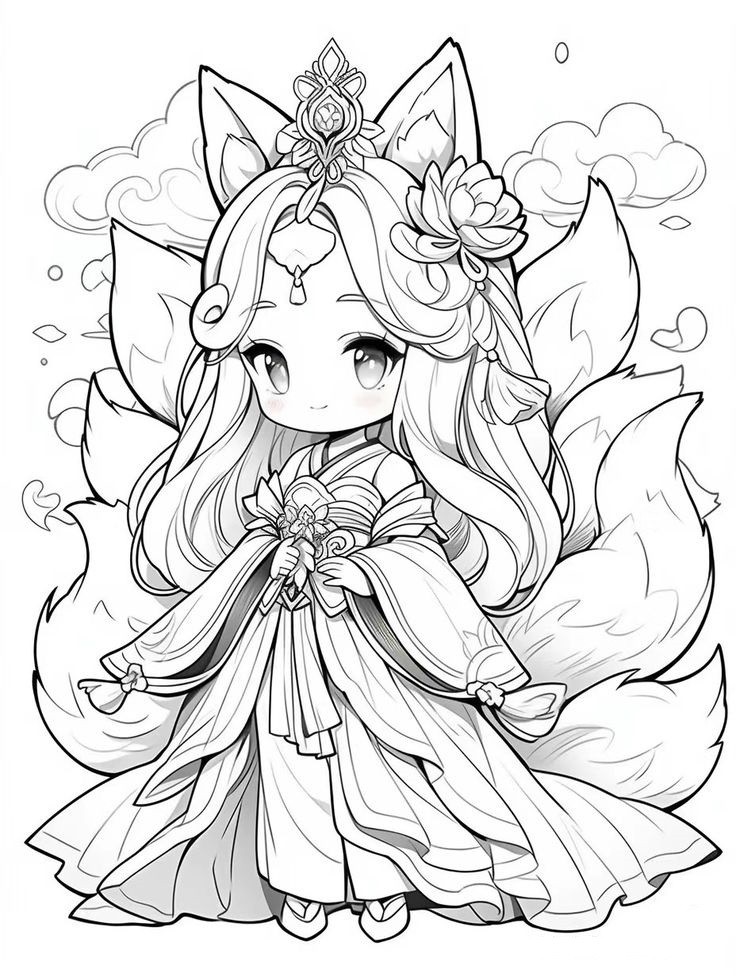 Ảnh tô màu công chúa Kuromi cute