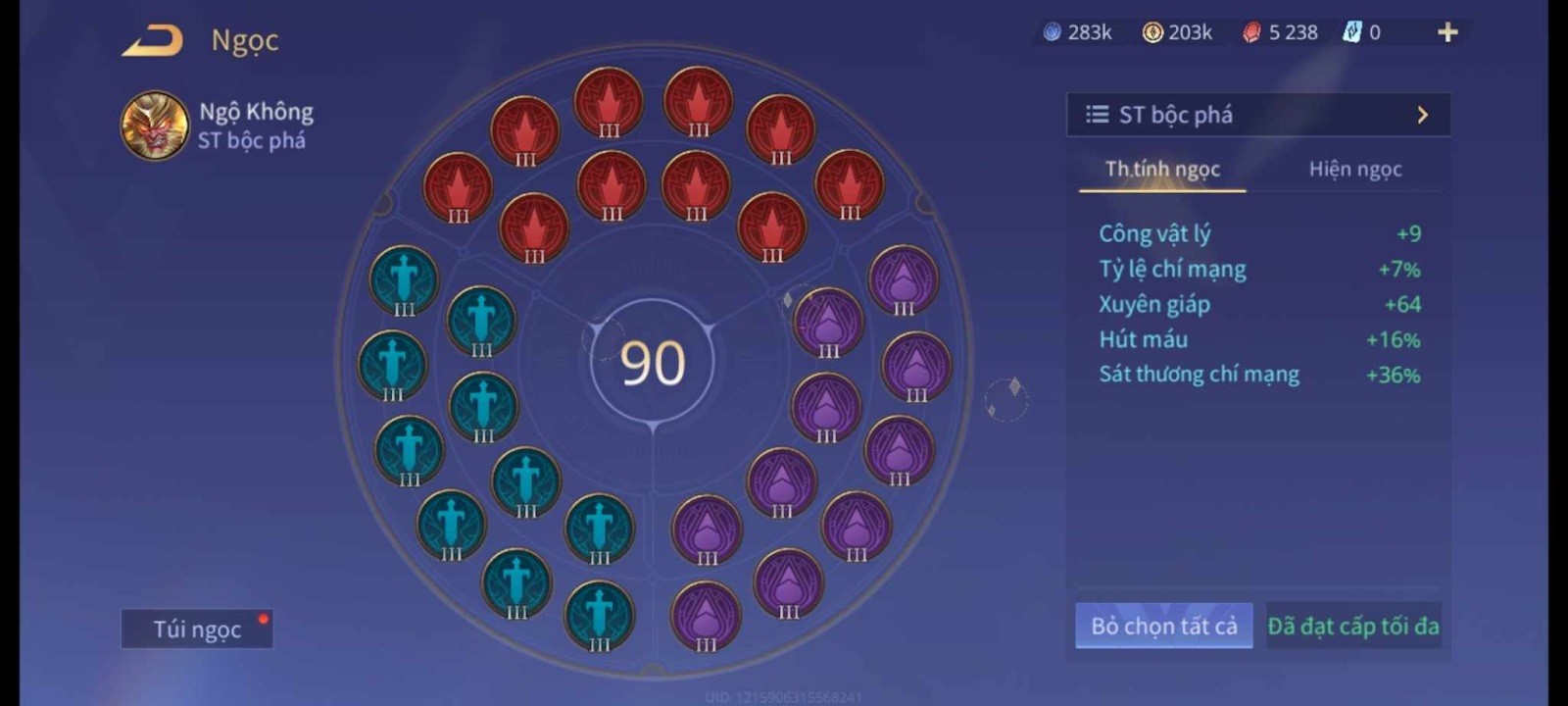 Bảng ngọc full chí mạng cho Ngộ Không