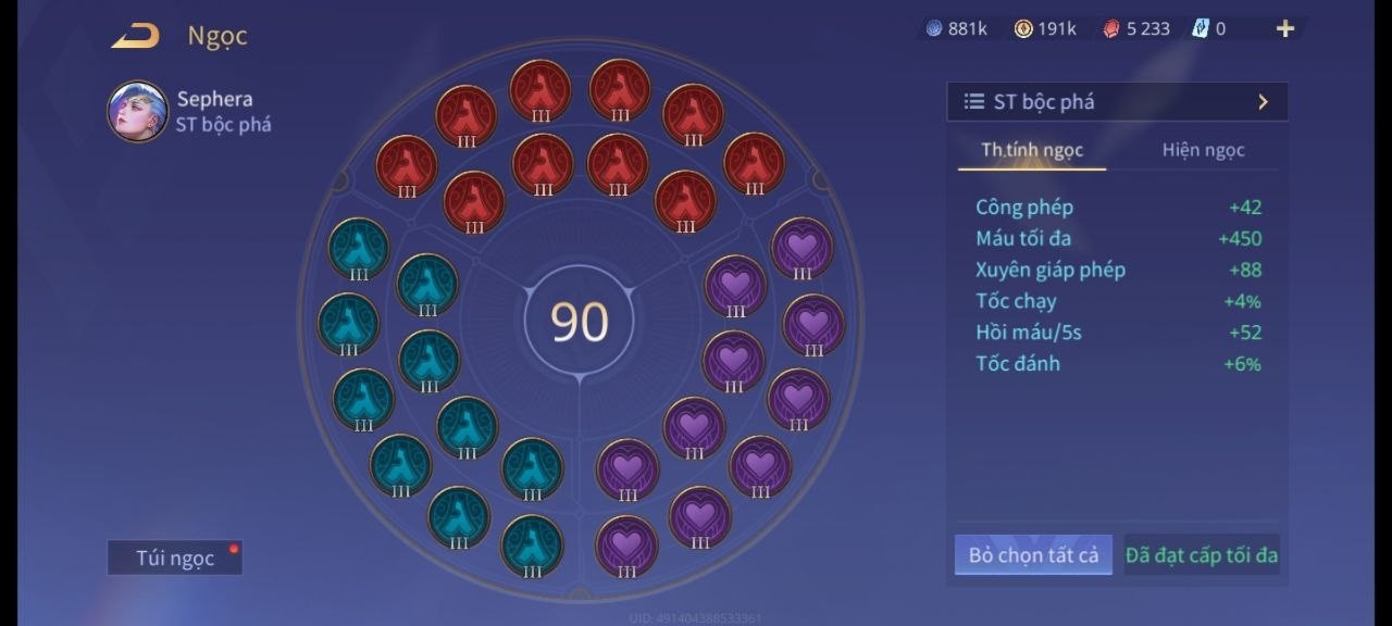 Bảng ngọc Sephera chống chịu