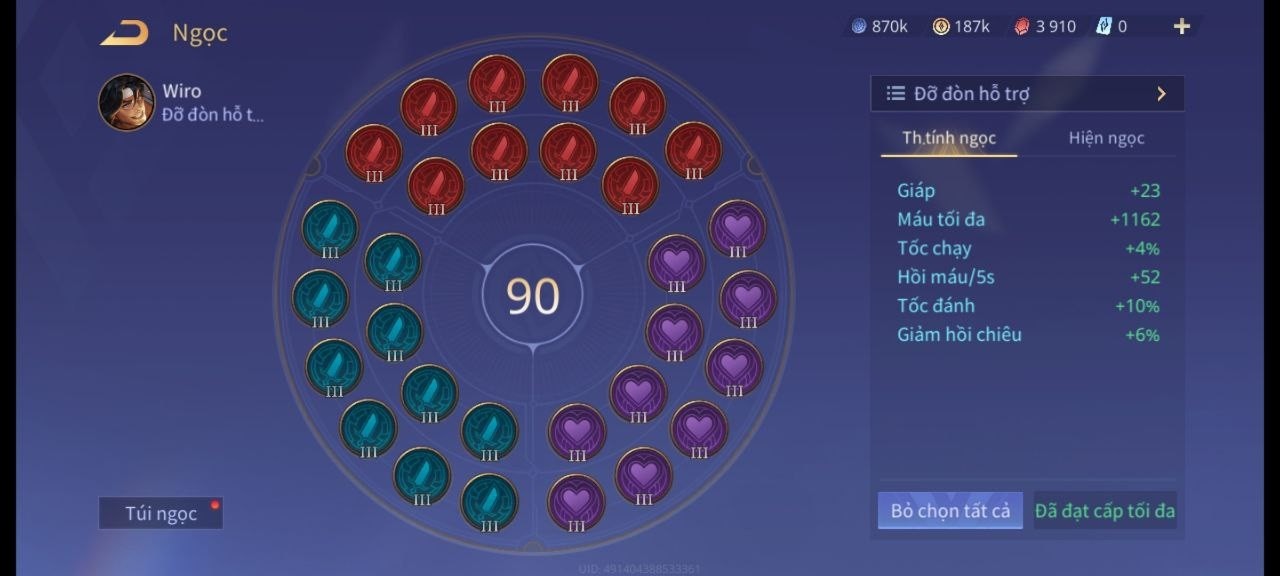 Bảng ngọc Wiro full tank