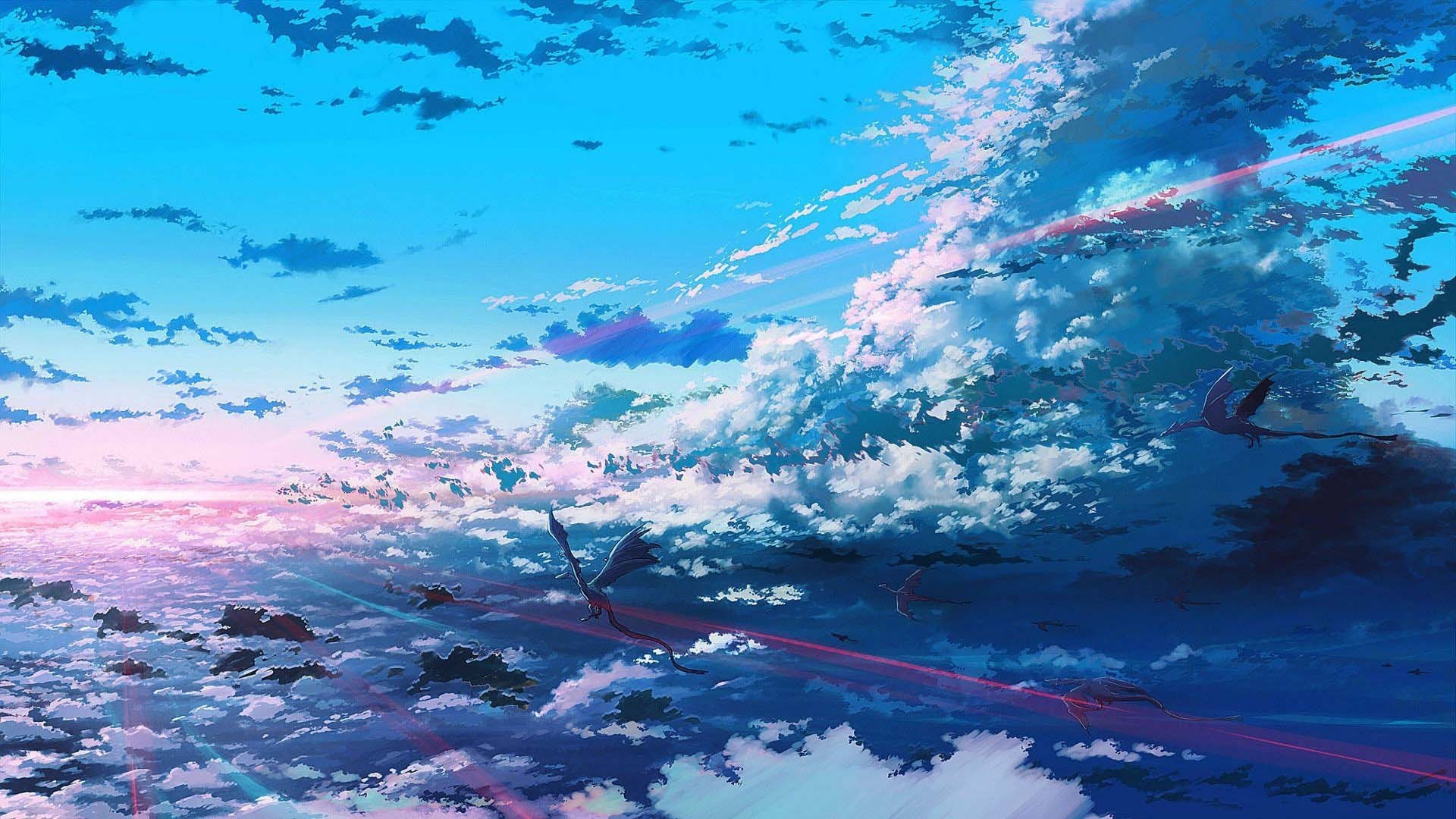 Bầu trời anime xanh thẳm