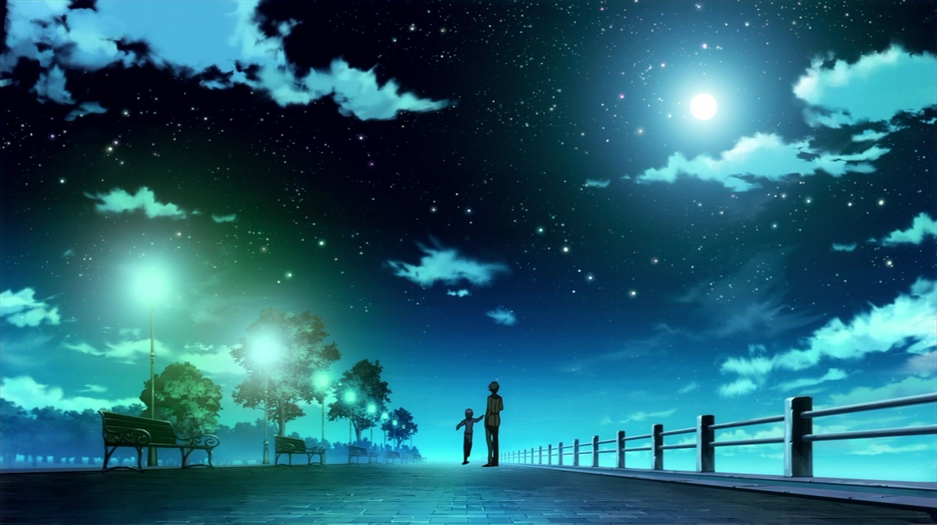 Bầu trời trong bức tranh anime trải dài vô tận