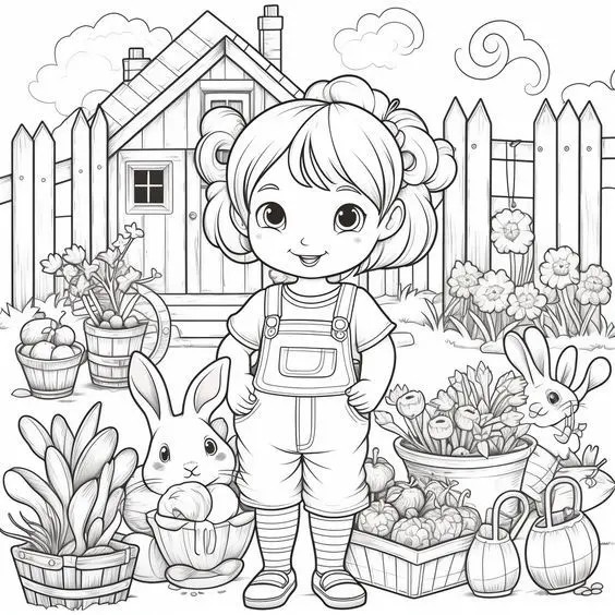 Bé gái xinh tô màu anime dễ thương