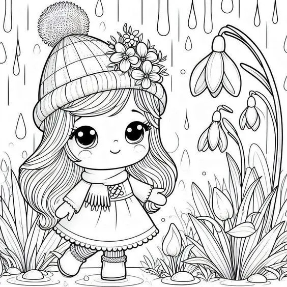Bé gái xinh tô màu búp bê dễ thương