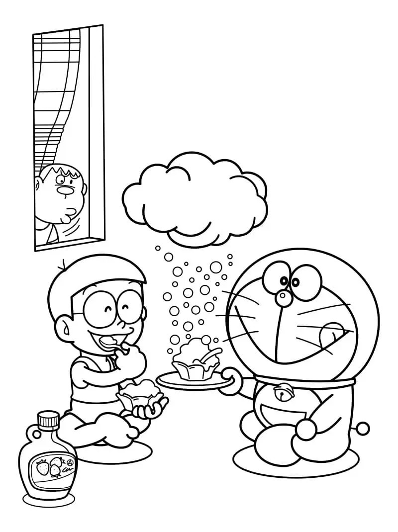 Bé yêu sẽ mê mẩn với tranh tô màu Nobita sống động và gần gũi.