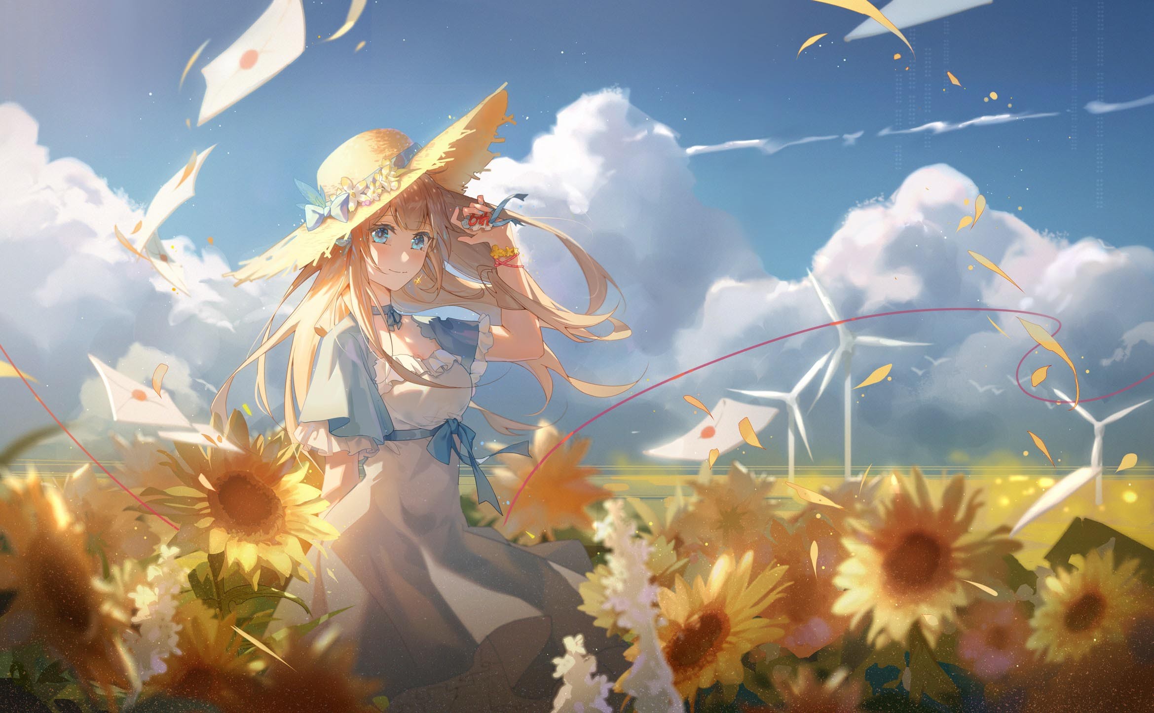 Bức tranh hoa hướng dương anime hiện đại