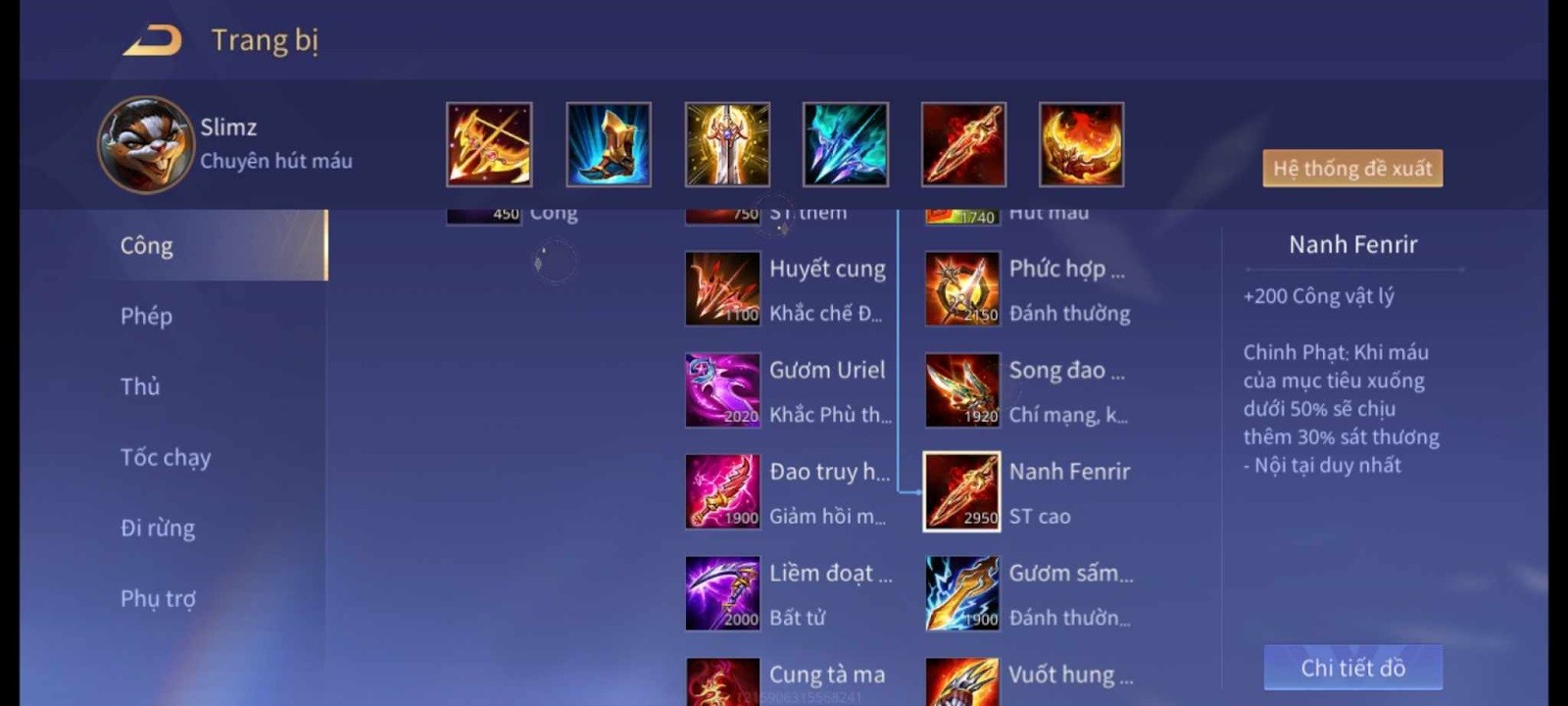 Build đồ Slimz đi rừng