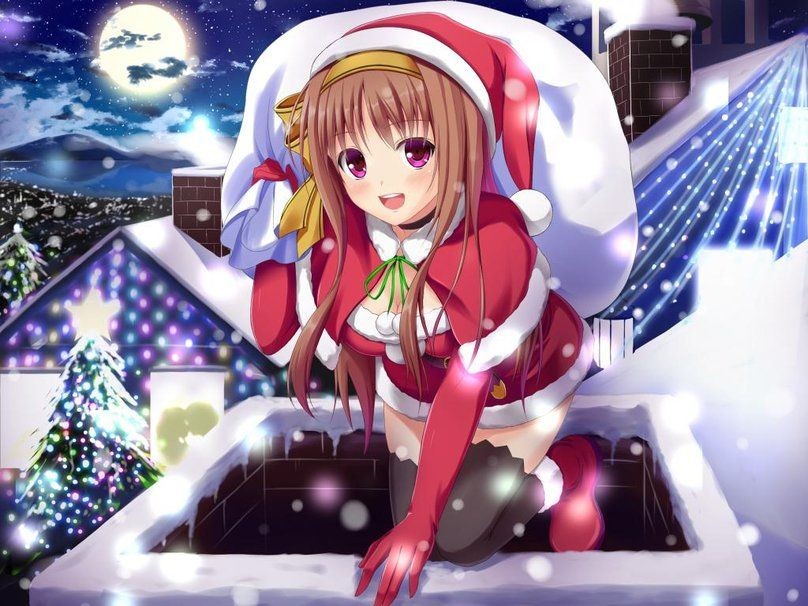Buổi tối Giáng Sinh ấm cúng với nhân vật anime ngắm tuyết rơi