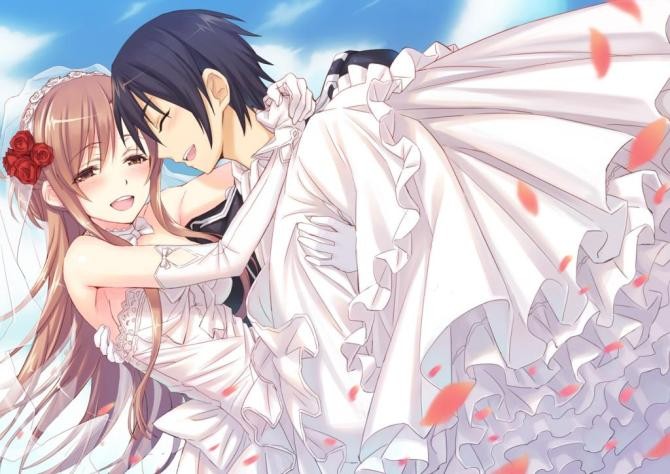 Cảnh cưới anime đầy mơ màng