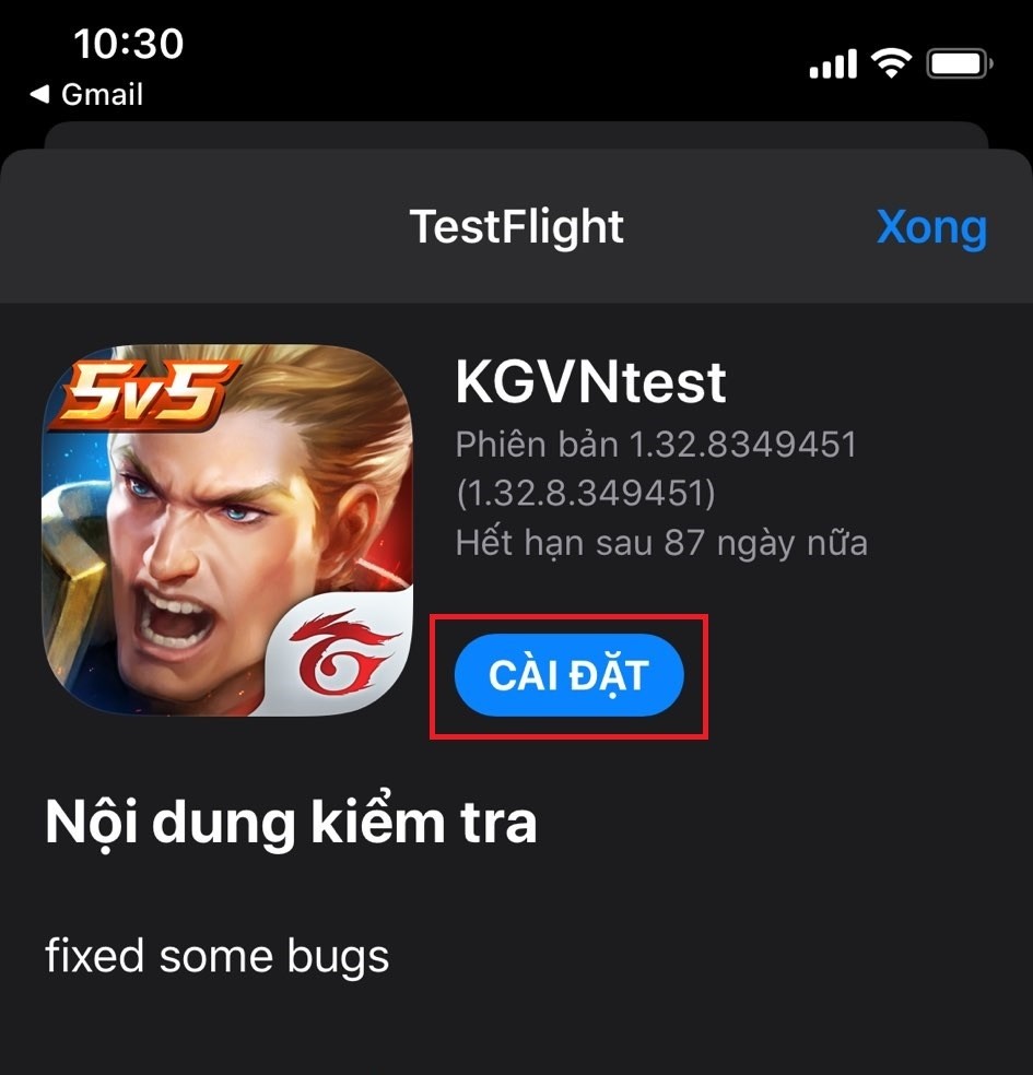 Chọn cài đặt để tiến hành tải game