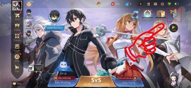 Chọn mục Sự kiện