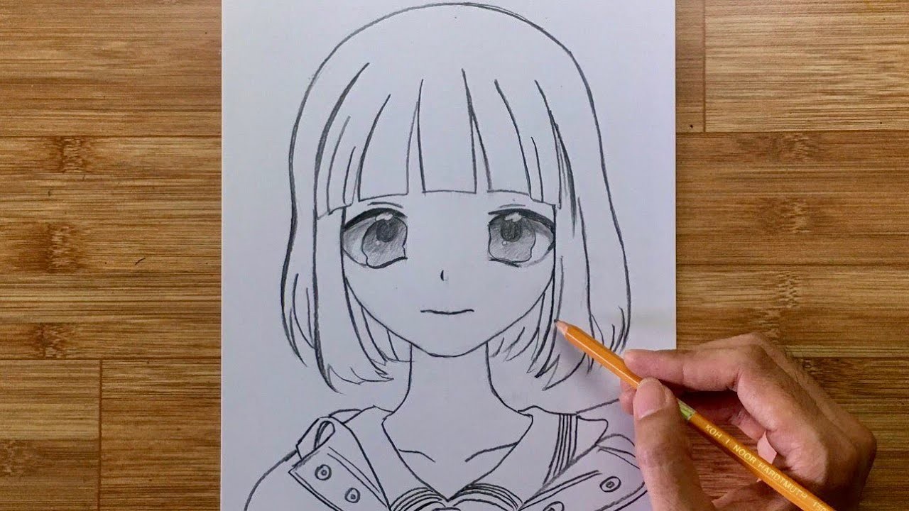 Cô gái anime mếu máo với đôi mắt long lanh ngấn nước