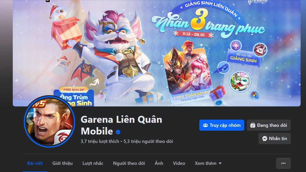 Giao diện Fanpage Liên Quân Mobile