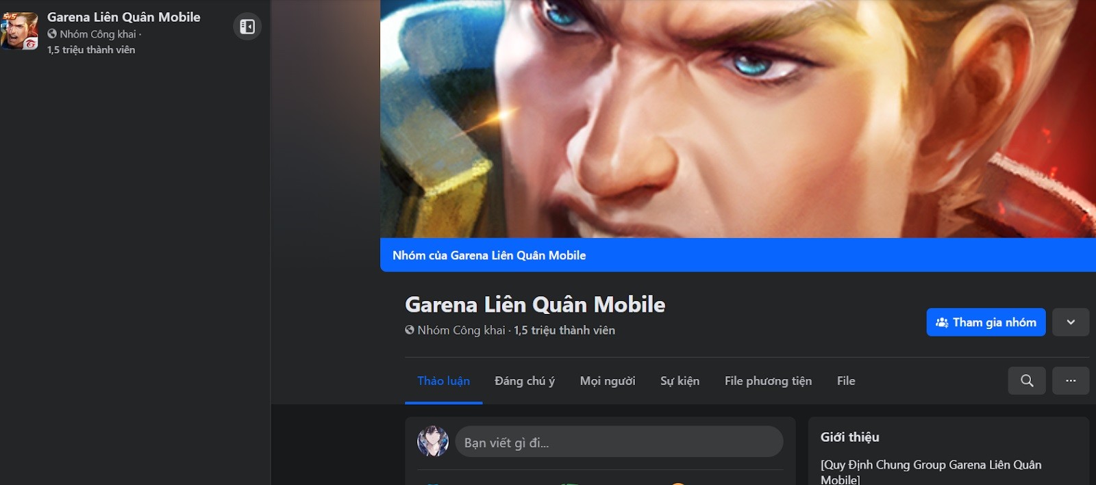 Giao diện Group Liên Quân