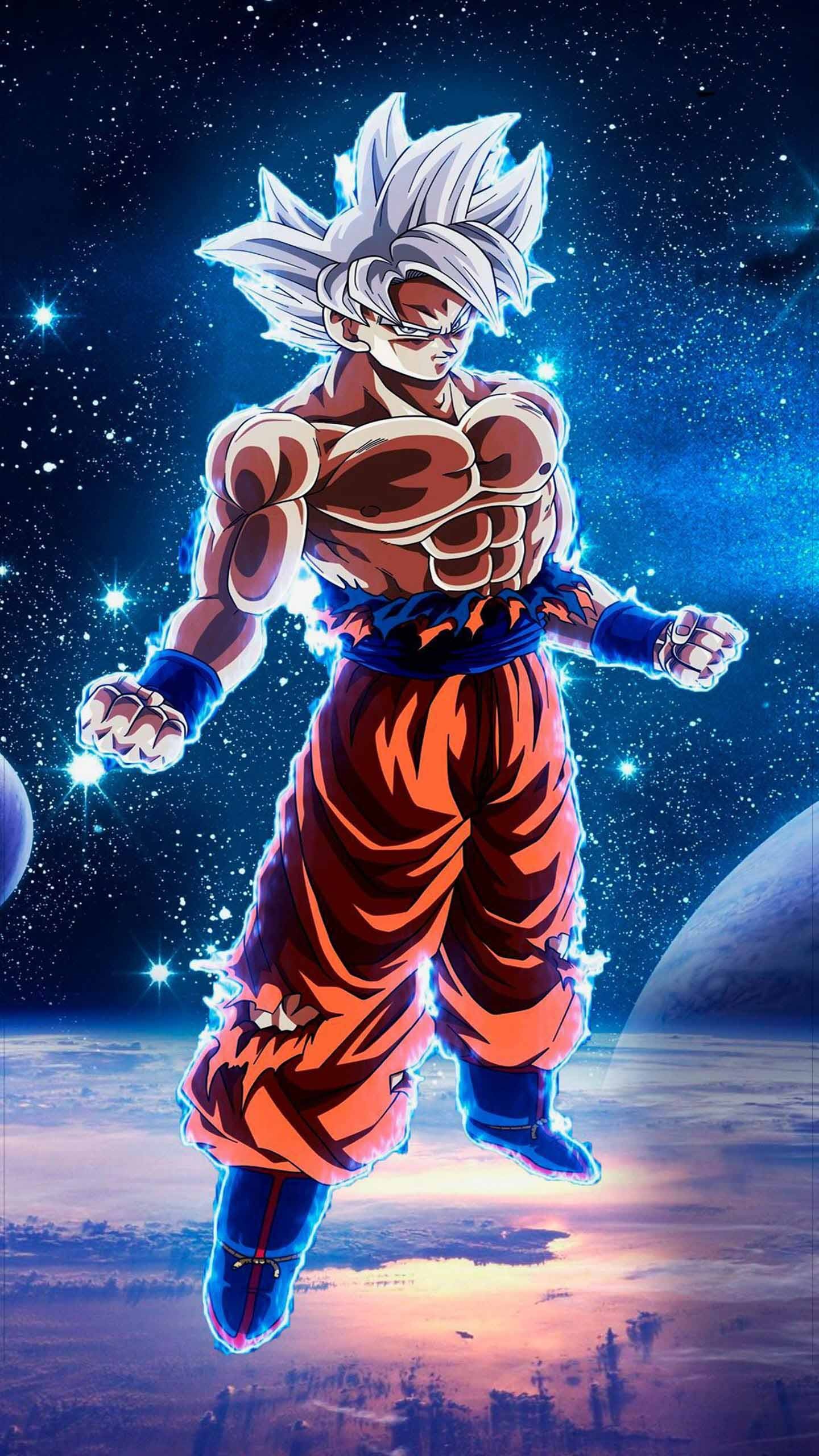 Goku chiến đấu với sức mạnh bùng nổ, ánh sáng và năng lượng vây quanh anh
