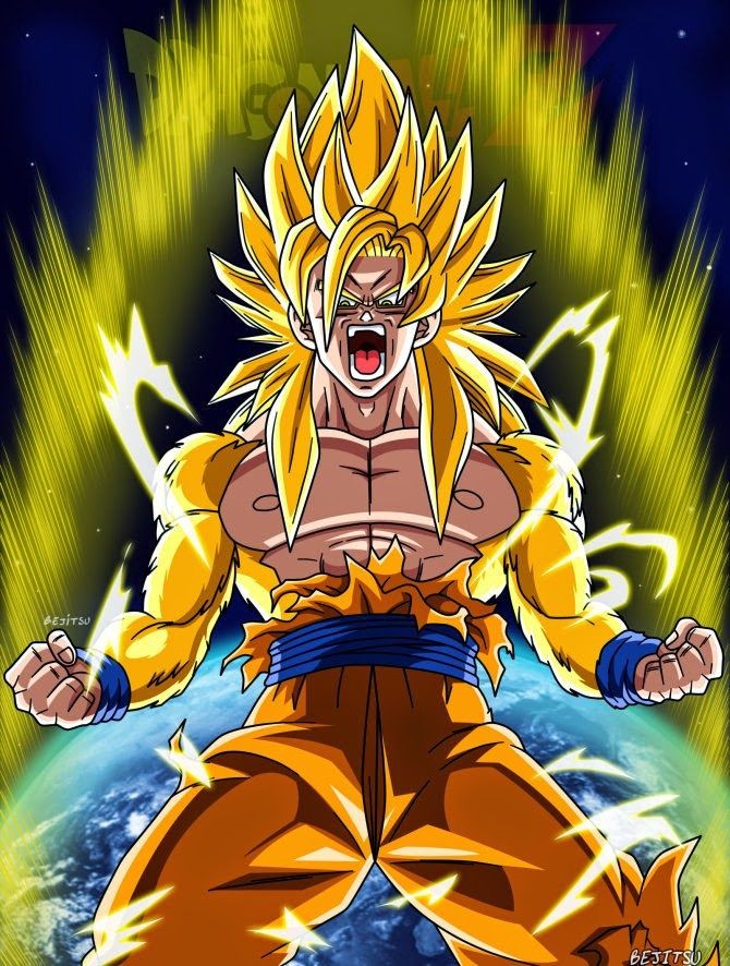Goku ngầu với phong thái uy nghiêm, gương mặt đầy sự tự tin và sức mạnh