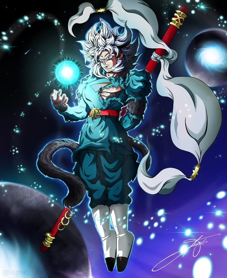 Goku trong tư thế mạnh mẽ, cơ bắp căng đầy sức mạnh và quyết tâm