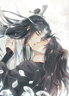 Hai nhân vật anime đam mỹ trao nhau cái nhìn dịu dàng