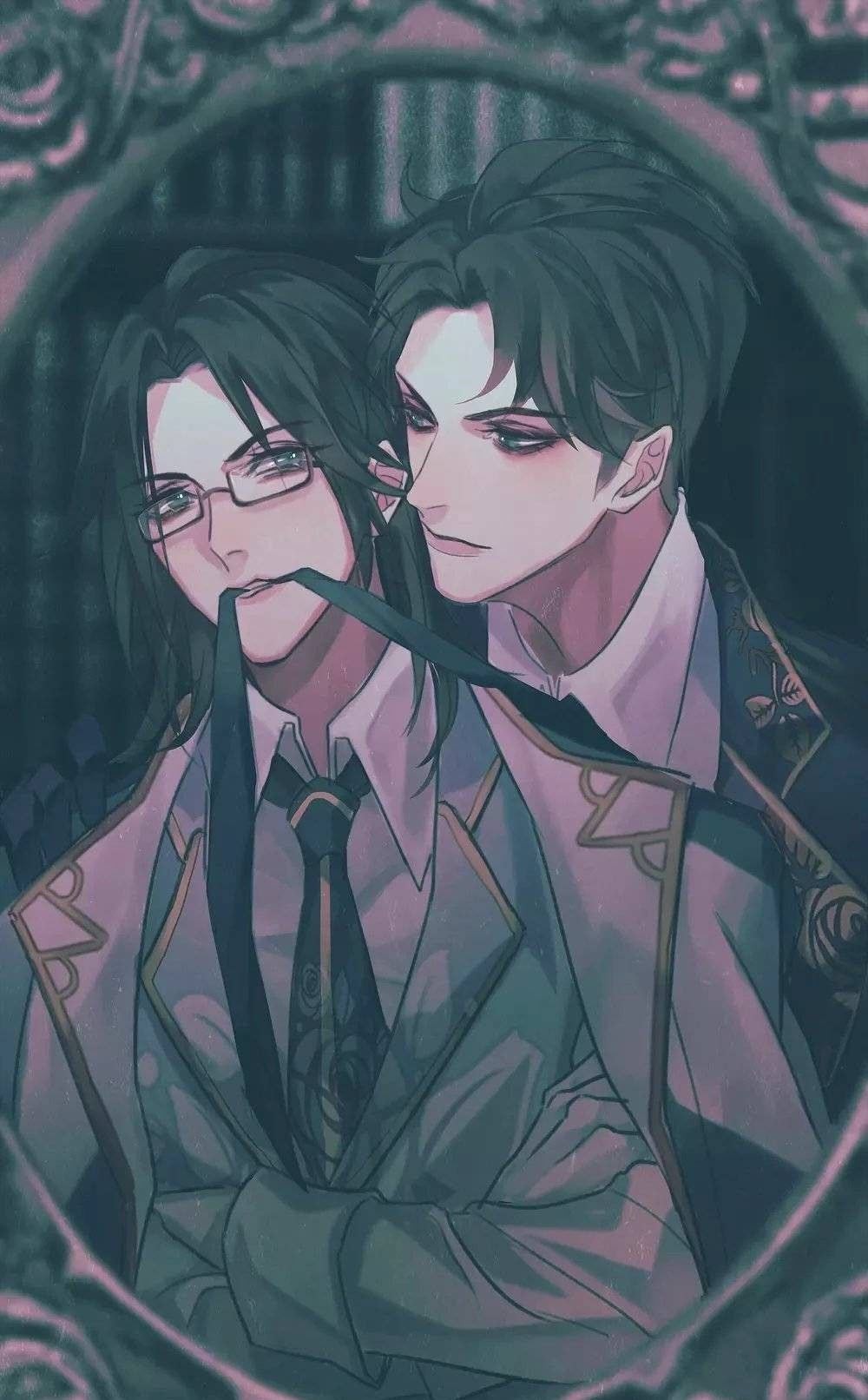Hai nhân vật anime với nụ cười nhẹ nhàng