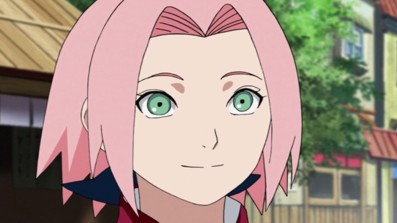 Haruno Sakura đứng dưới ánh nắng, gương mặt rạng rỡ