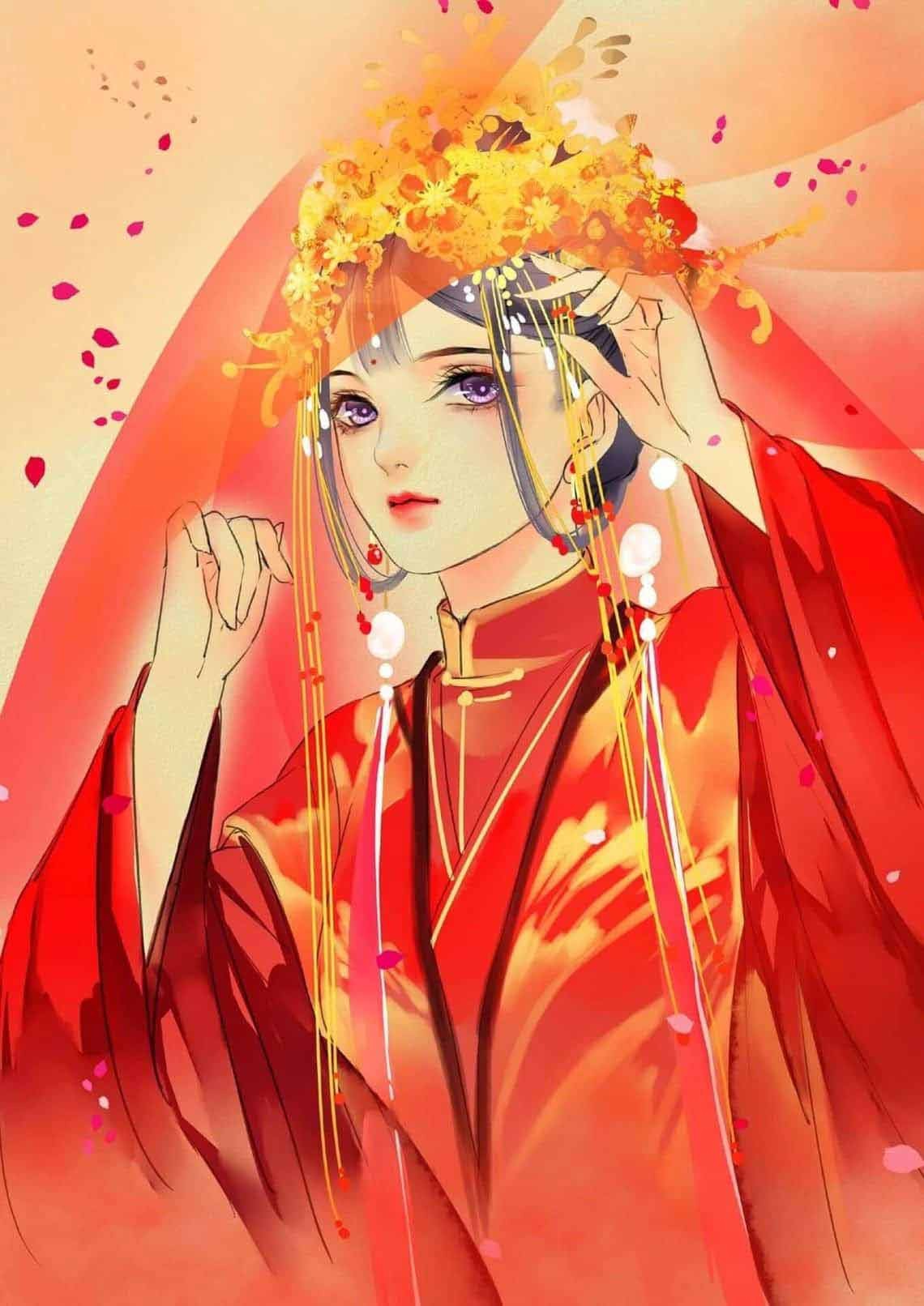 Hình ảnh anime với nhân vật cổ trang đứng bên dòng sông, khung cảnh đượm màu hoài niệm
