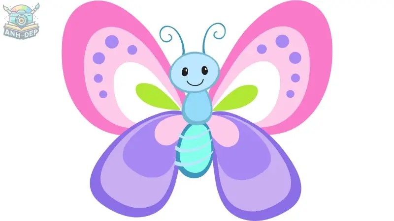 Hình ảnh con bướm dễ thương giúp bé yêu mê mẩn từng chi tiết