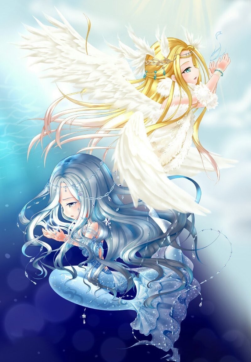 Hình ảnh cung Song Ngư anime với ánh mắt mơ màng