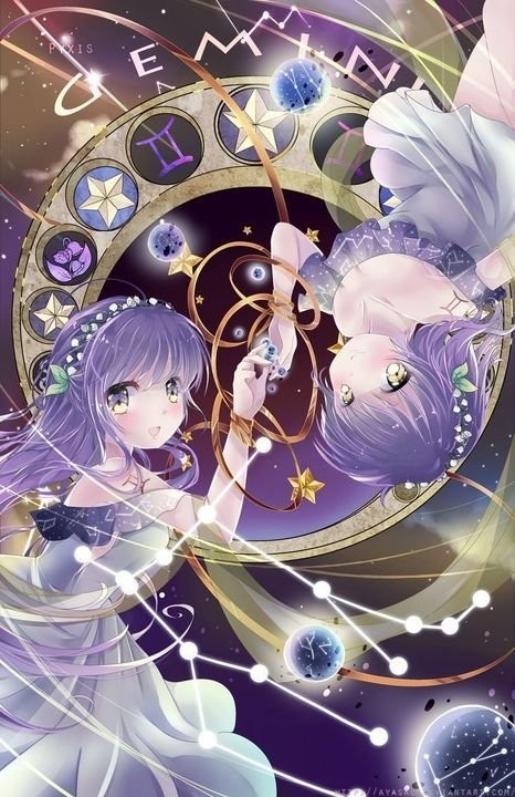 Hình ảnh cung Song Tử nữ anime năng động