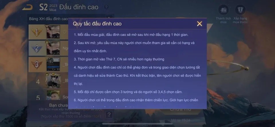 Hình ảnh minh họa quy tắc đấu đỉnh cao