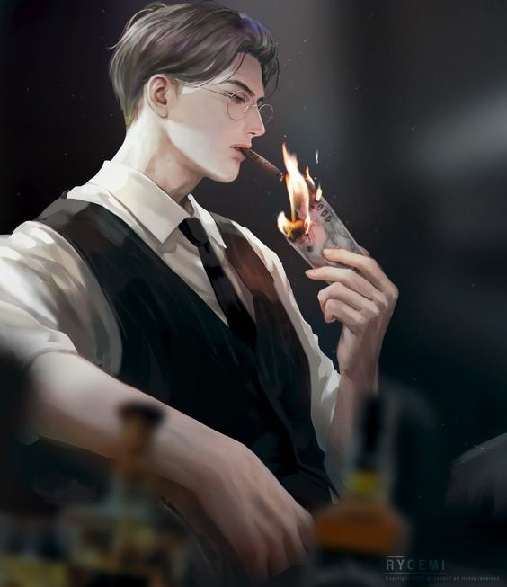 Hình ảnh nhân vật anime hút thuốc toát lên vẻ lạnh lùng và bất cần