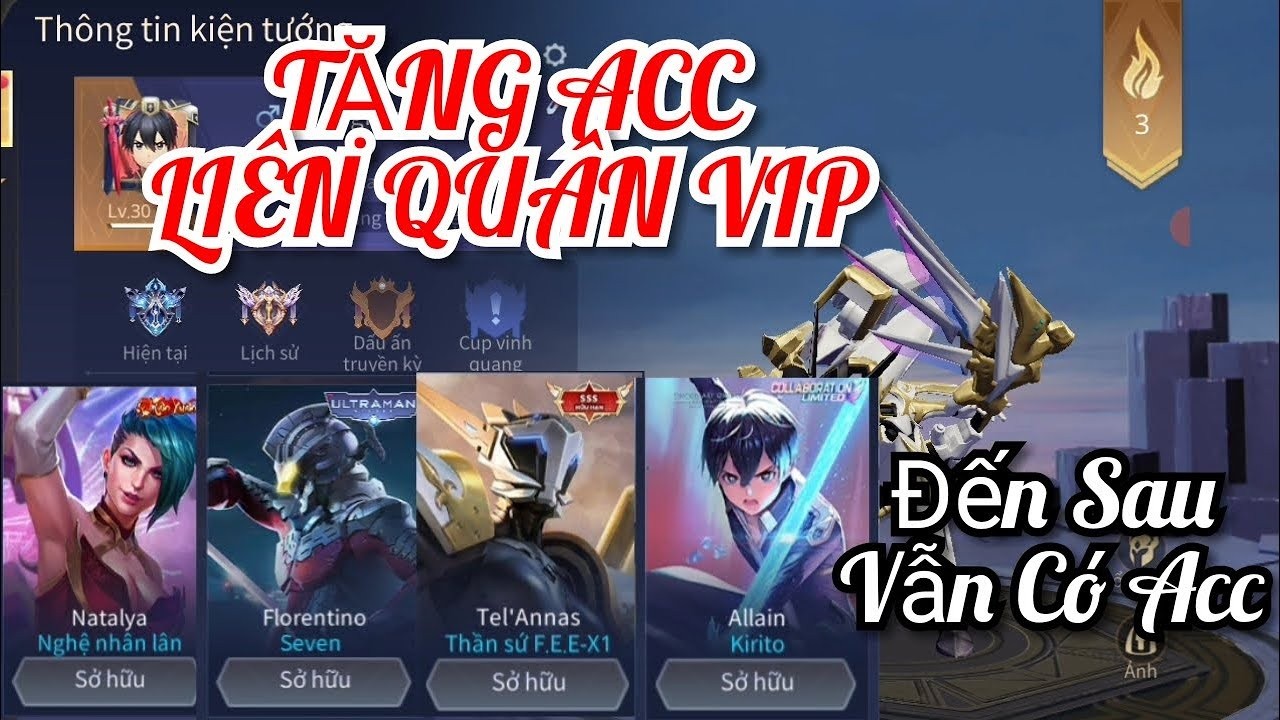 Hình ảnh tặng nick Liên Quân vip