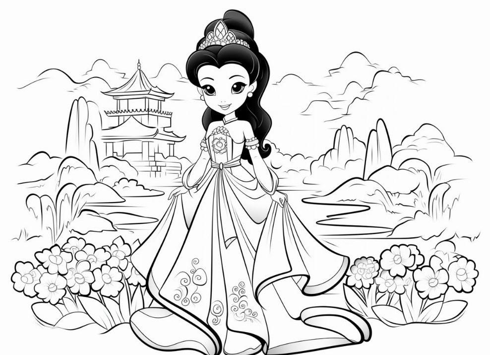 Hình tô màu công chúa đẹp cho các bé gái