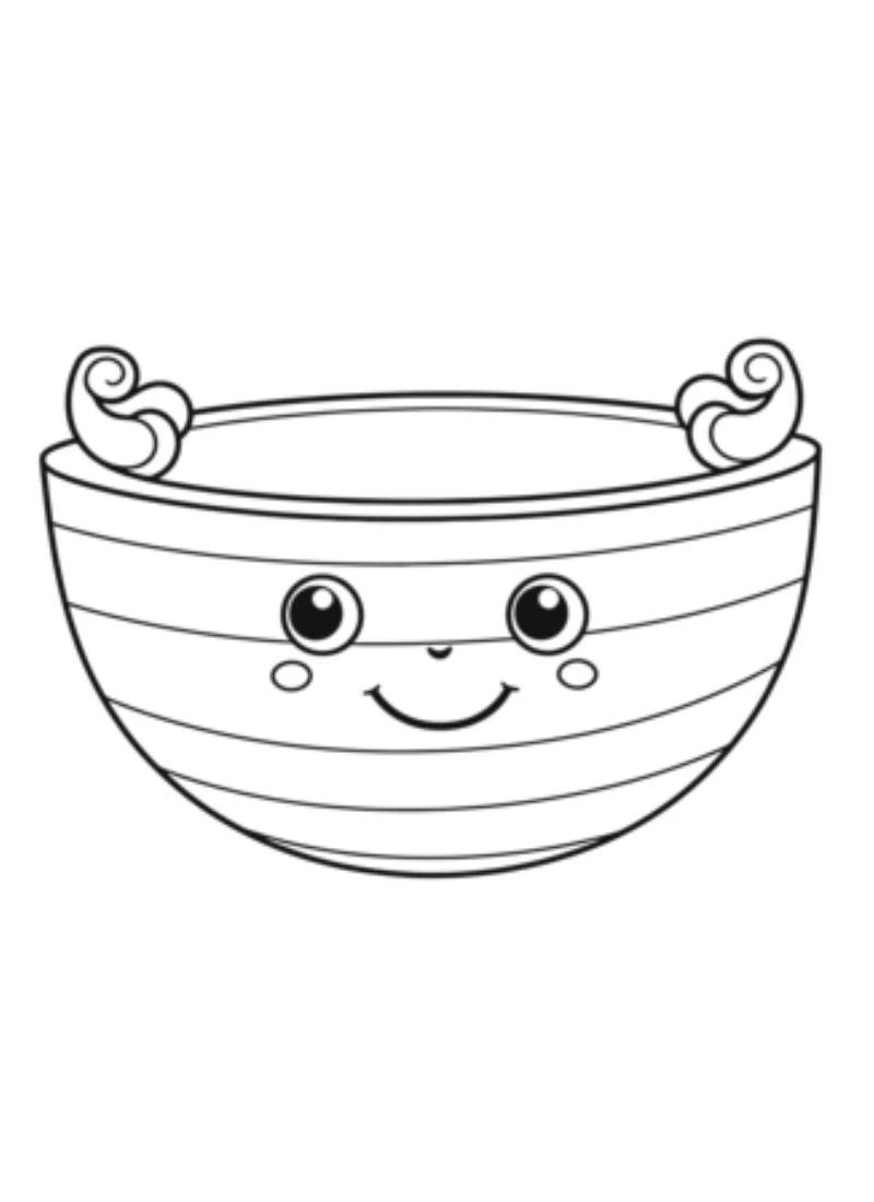Hình tranh tô màu cái bát đẹp dễ thương