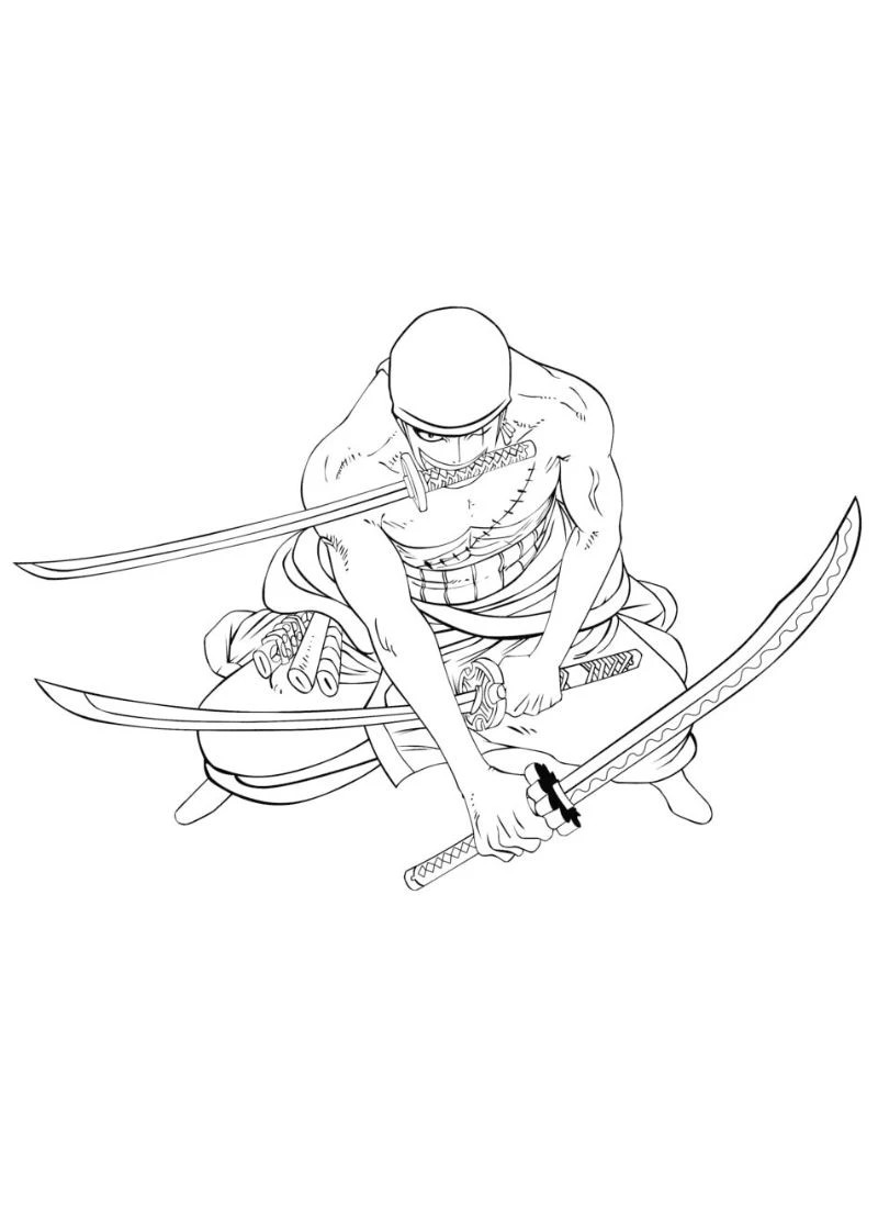Hình tranh tô màu Zoro dễ thương