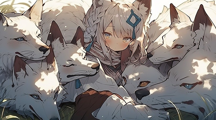 Hồ ly anime với ánh mắt sâu thẳm