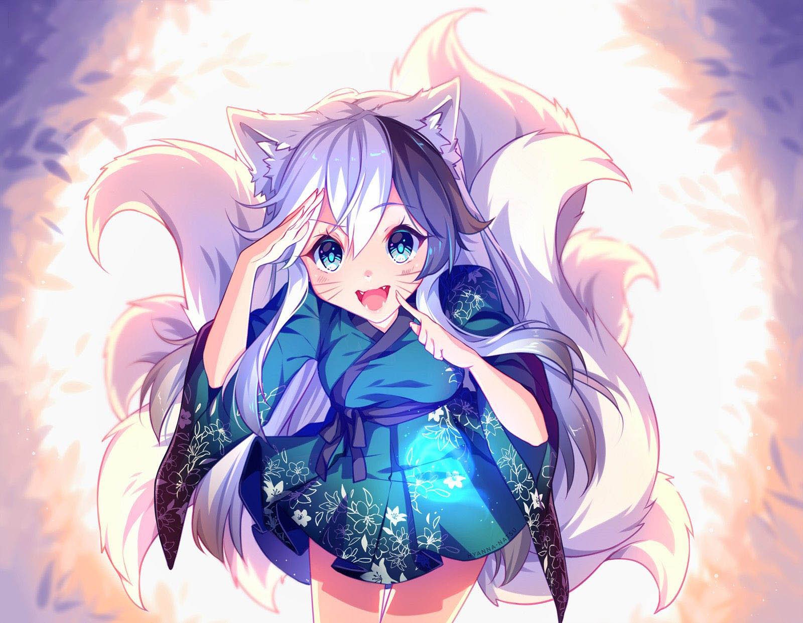 Hồ ly anime với đôi tai nhọn
