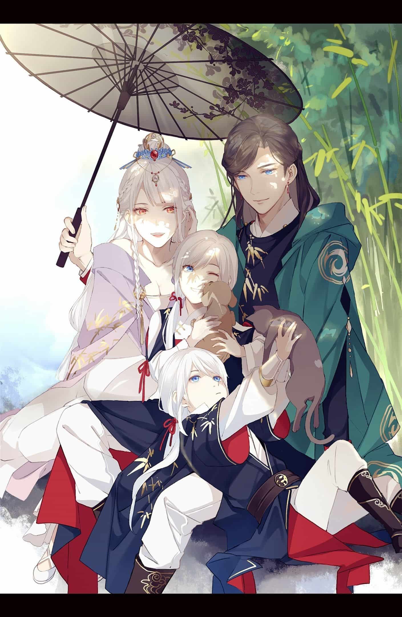 Khung cảnh gia đình anime đầy hạnh phúc và sự hòa thuận