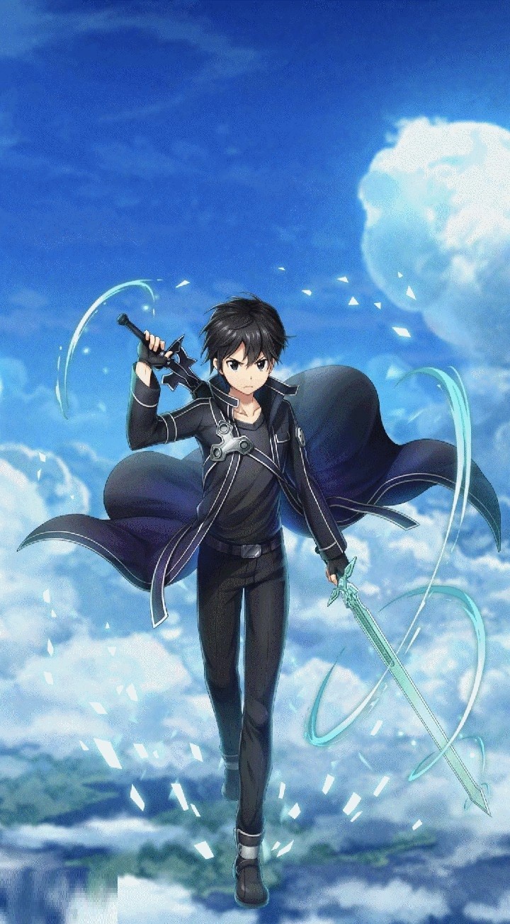 Kirito trong khoảnh khắc chiến đấu, biểu cảm dũng mãnh và quyết tâm