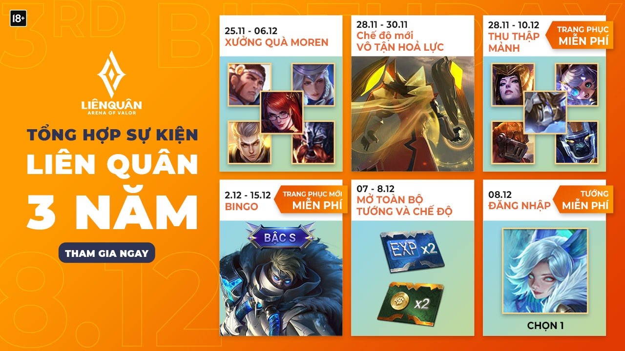 Liên Quân kỷ niệm 3 năm ra mắt tại thị trường Việt Nam với các sự kiện hấp dẫn