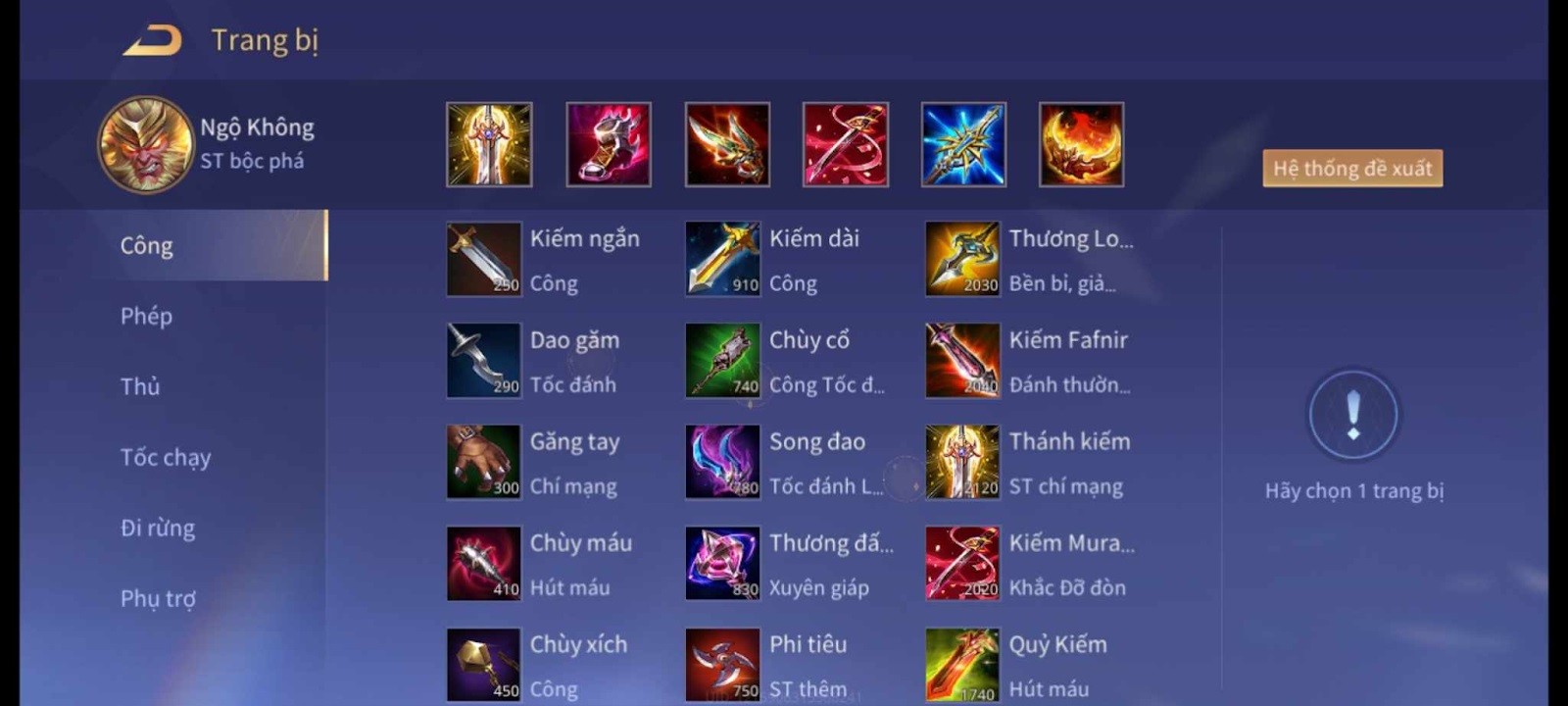 Lối trang bị đi top cho Ngộ Không