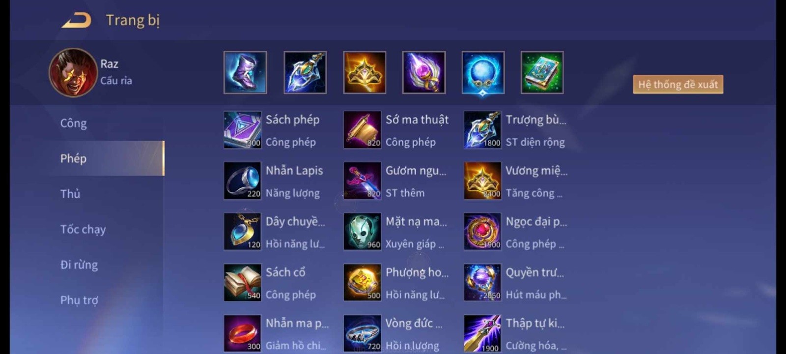 Lối trang bị full sát thương cho Raz