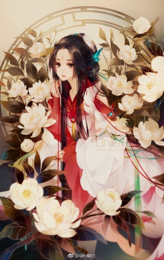 Một cảnh anime cổ trang lung linh giữa khung cảnh thiên nhiên tĩnh lặng