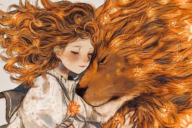 Một hình ảnh cung Sư Tử anime tràn đầy năng lượng và tinh thần chiến đấu
