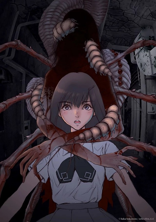 Một nhân vật anime lạc trong khu rừng đầy bóng đen, tạo nên cảm giác sợ hãi