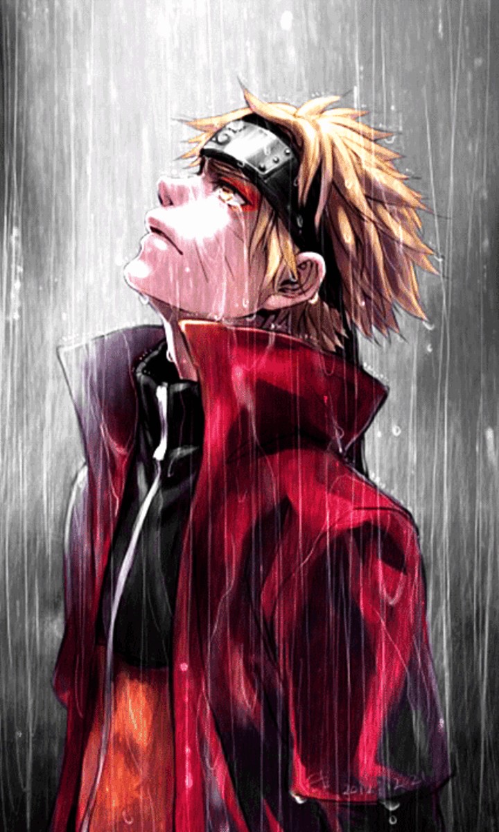 Naruto ngước nhìn trời mưa